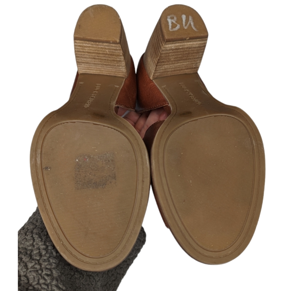 Lucky Brand Brown Open-Toe Block Heel Booties - Picture 9 of 10